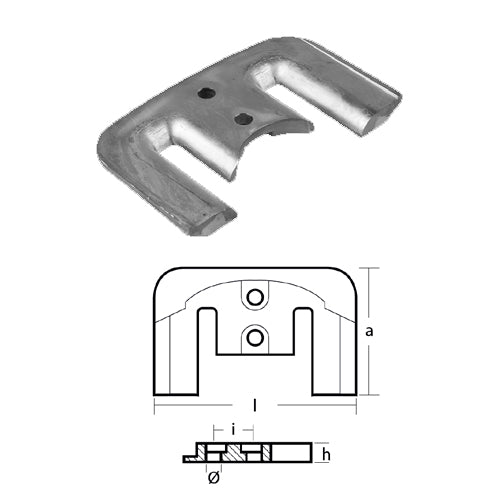 Anodo Piastra per Mercury serie Bravo One - Mercury Mercruiser Bravo 1 Zinco